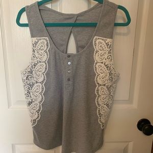 Grey tank with lace sides.